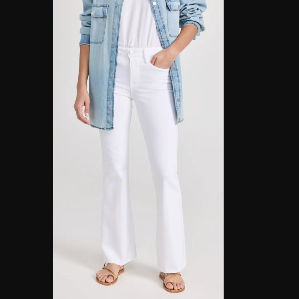Frame Le Easy Flare Raw After Jeans in Blanc 27